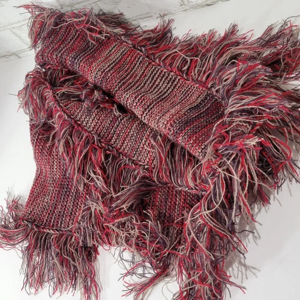 Cute red and purple fringe infinity scarf